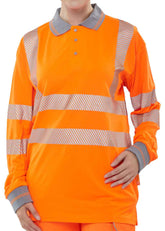Beeswift BPKEXECLS Hiviz Executive Long Sleeve Polo