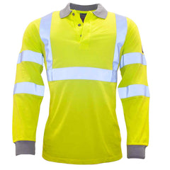 Portwest FR77 Flame-Resistant Anti-Static Hi-Vis Long sleeve Polo shirt
