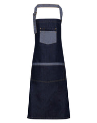Premier PR127 Domain contrast denim bib apron