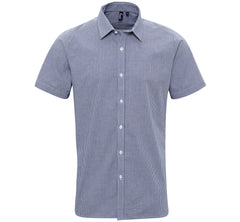 Premier PR221 Microcheck (Gingham) short sleeve cotton shirt