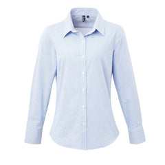 Premier PR320 Women's Microcheck (Gingham) long sleeve cotton shirt