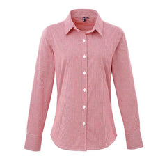 Premier PR320 Women's Microcheck (Gingham) long sleeve cotton shirt