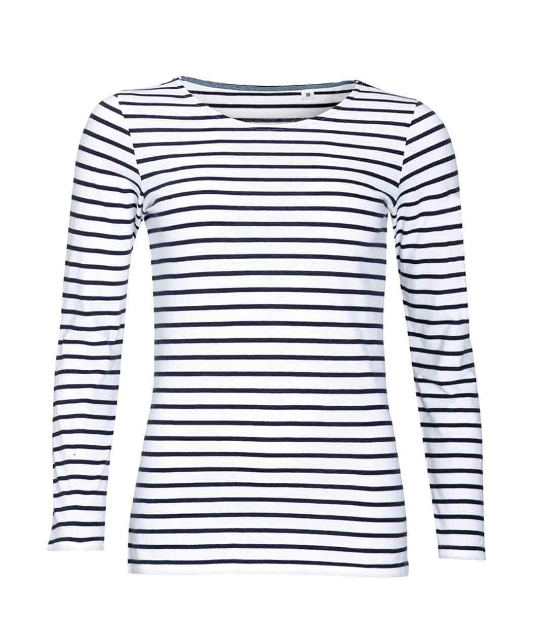 Sol's 1403 Ladies Marine Long Sleeve Stripe T-Shirt