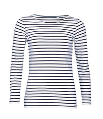 Sol's 1403 Ladies Marine Long Sleeve Stripe T-Shirt