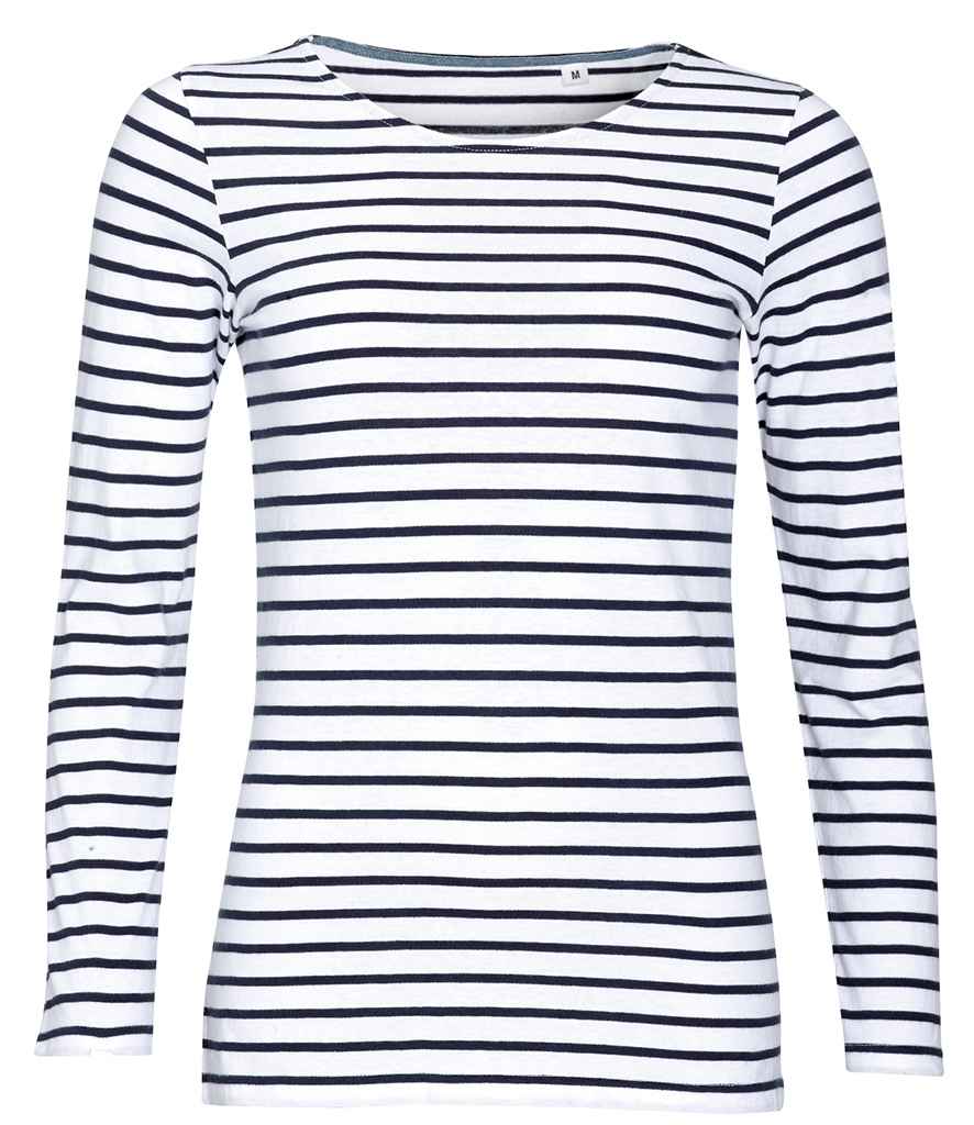 Sol's 1403 Ladies Marine Long Sleeve Stripe T-Shirt