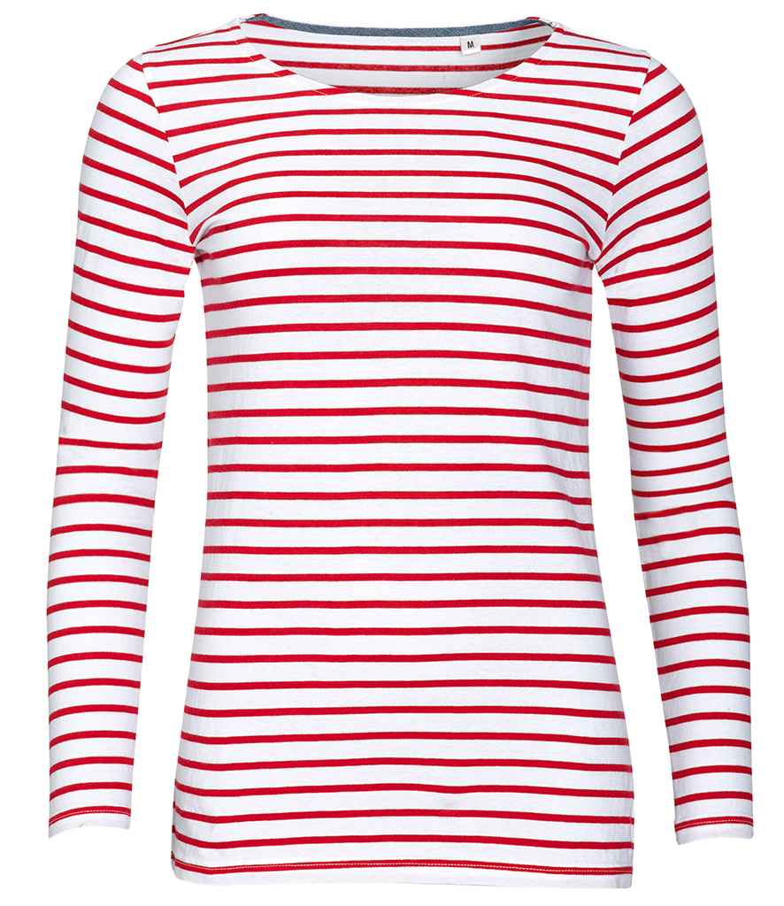 Sol's 1403 Ladies Marine Long Sleeve Stripe T-Shirt