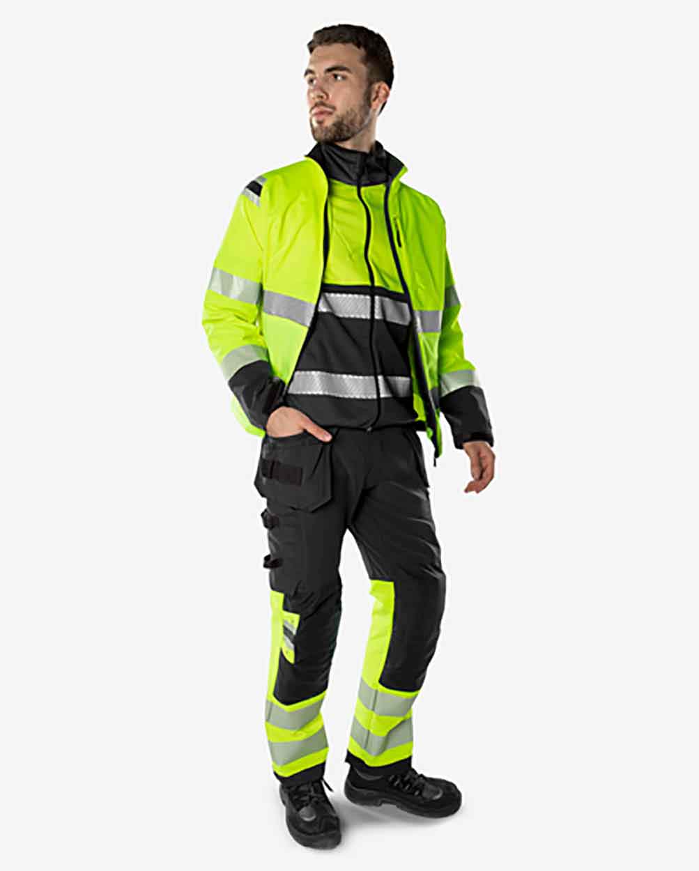 Fristads High vis Green craftsman stretch trousers class 1 2643 GSTP