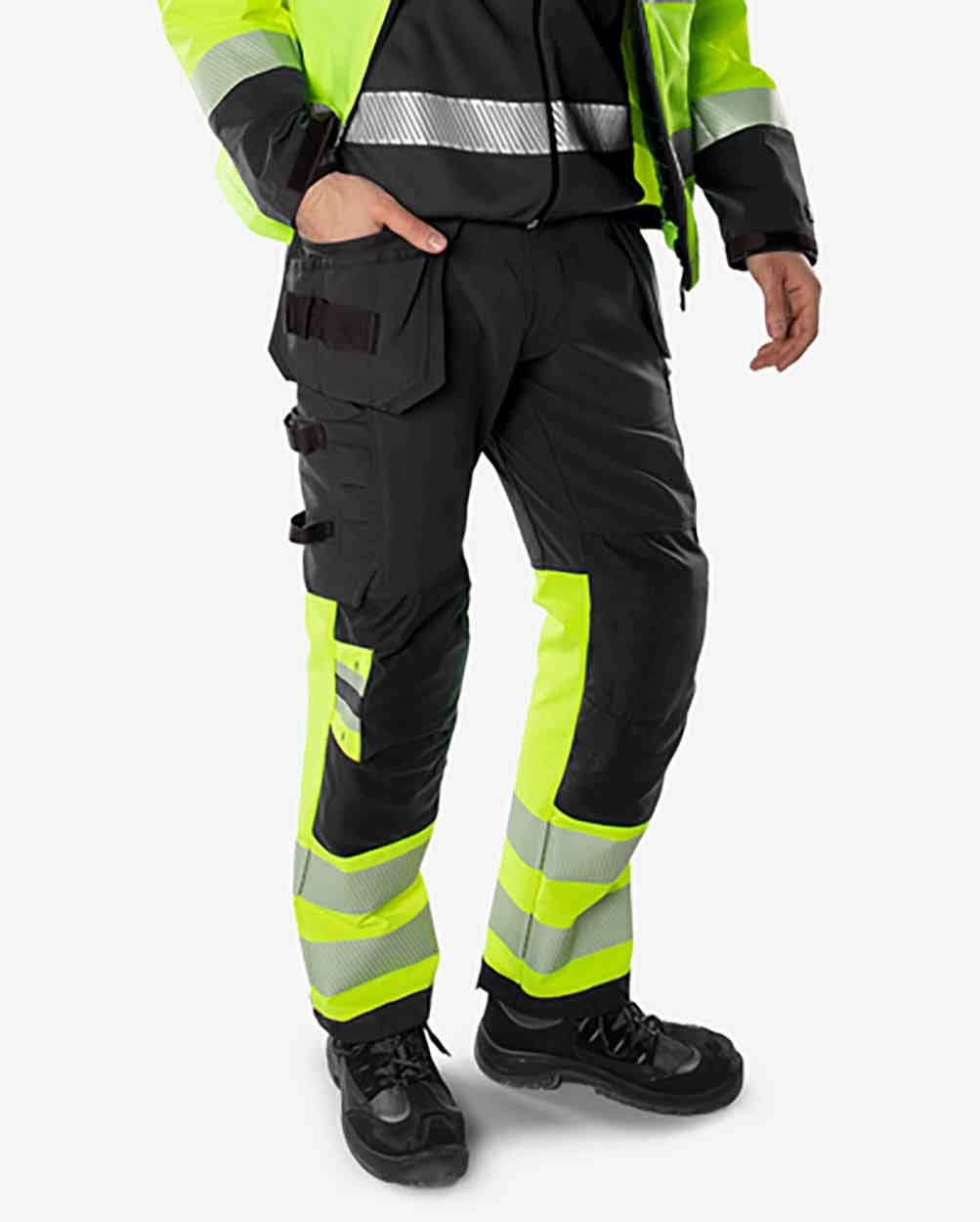 Fristads High vis Green craftsman stretch trousers class 1 2643 GSTP