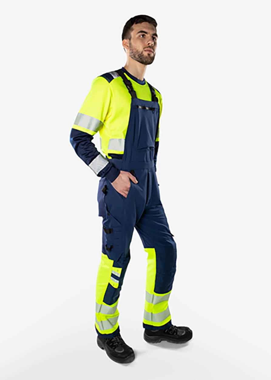 Fristads High vis Green stretch bib'n'brace class 1 1032 GSTP