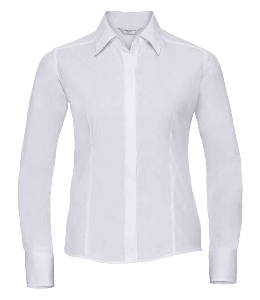 Russell Collection 924F Ladies Long Sleeve Poly Cotton Poplin Shirt