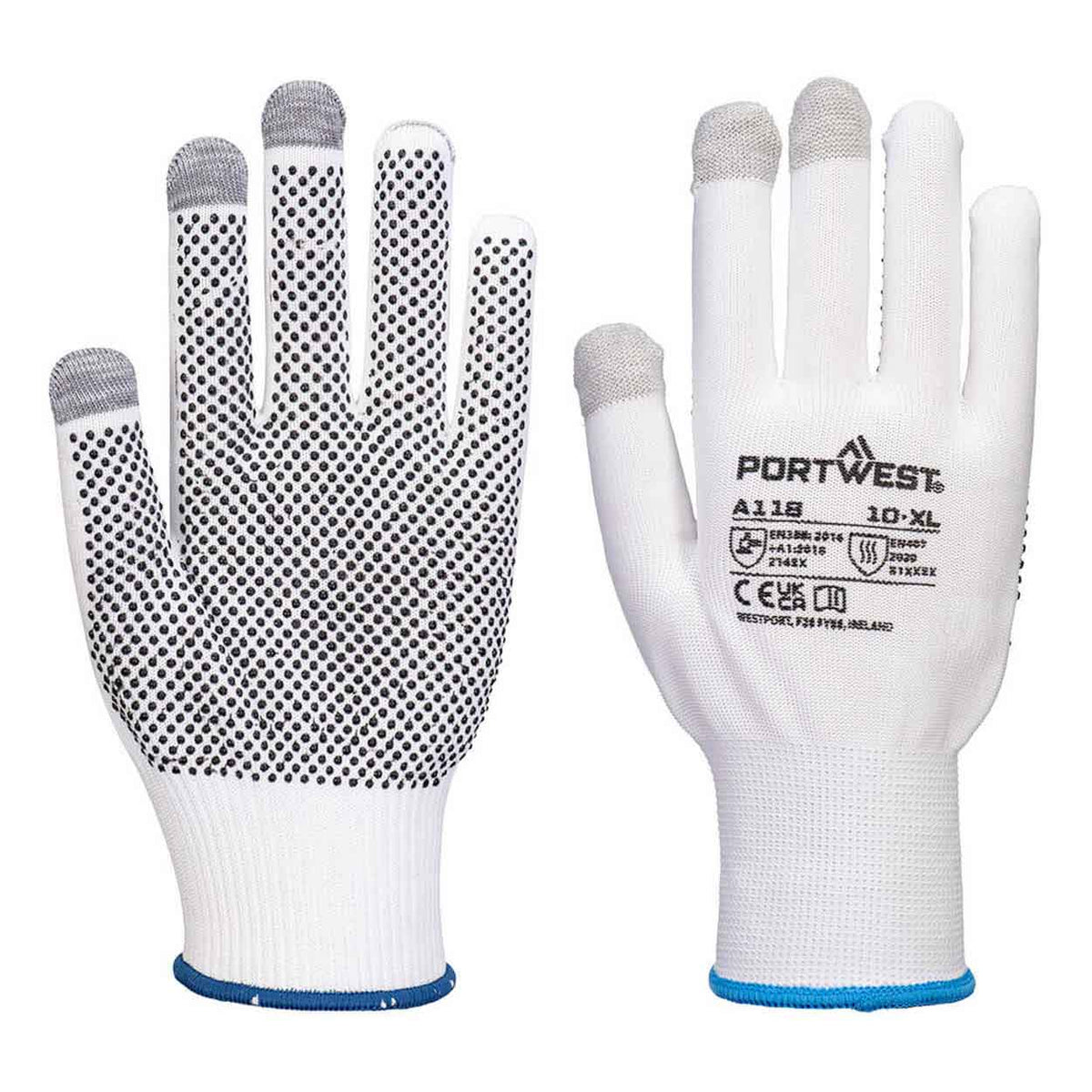 Portwest A118 Grip 13 PVC Dotted Touchscreen Glove (Pk12)