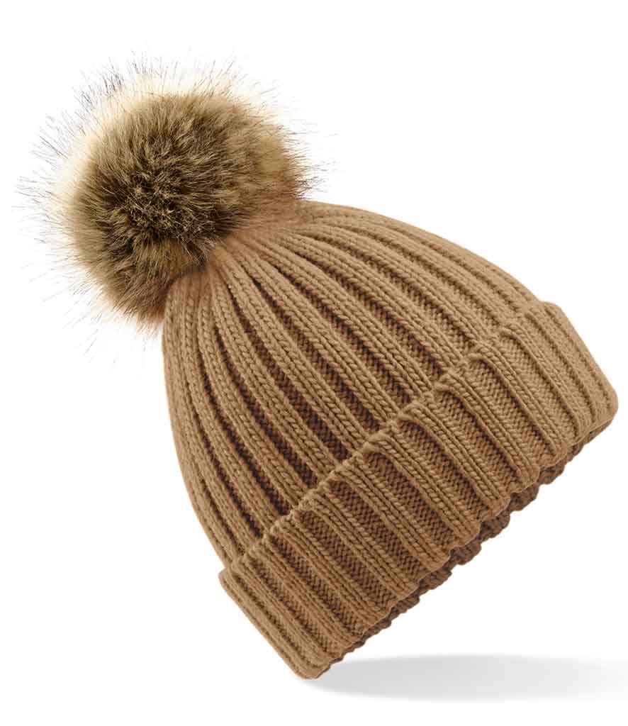 Beechfield BC412 Fur pop pom chunky beanie