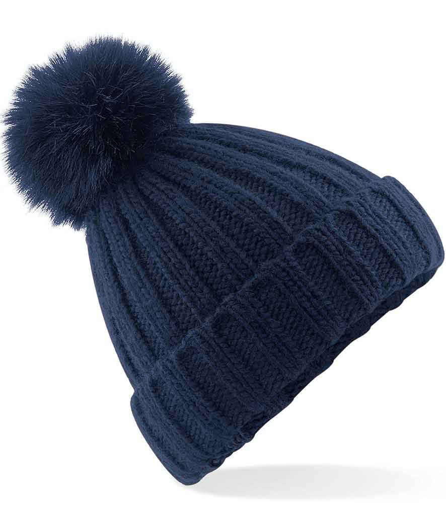 Beechfield BC413 Verbier fur pop pom chunky beanie