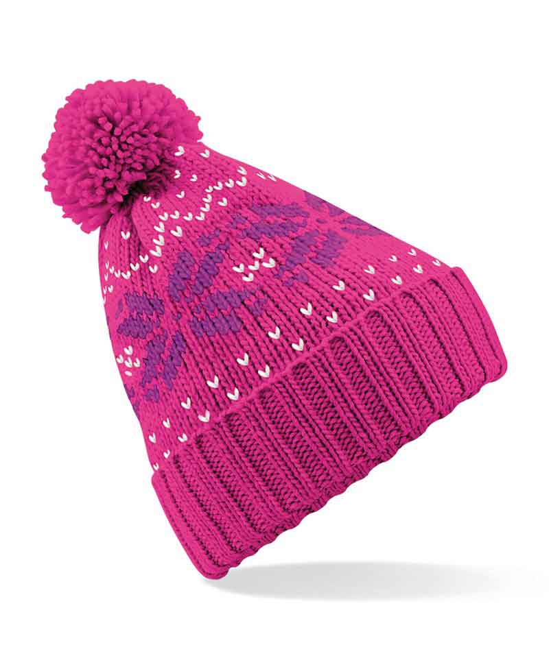 Beechfield BB456 Fair Isle Snow. Beanie
