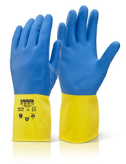Beeswift BCYB Bi Colour Heavyweight Rubber Glove