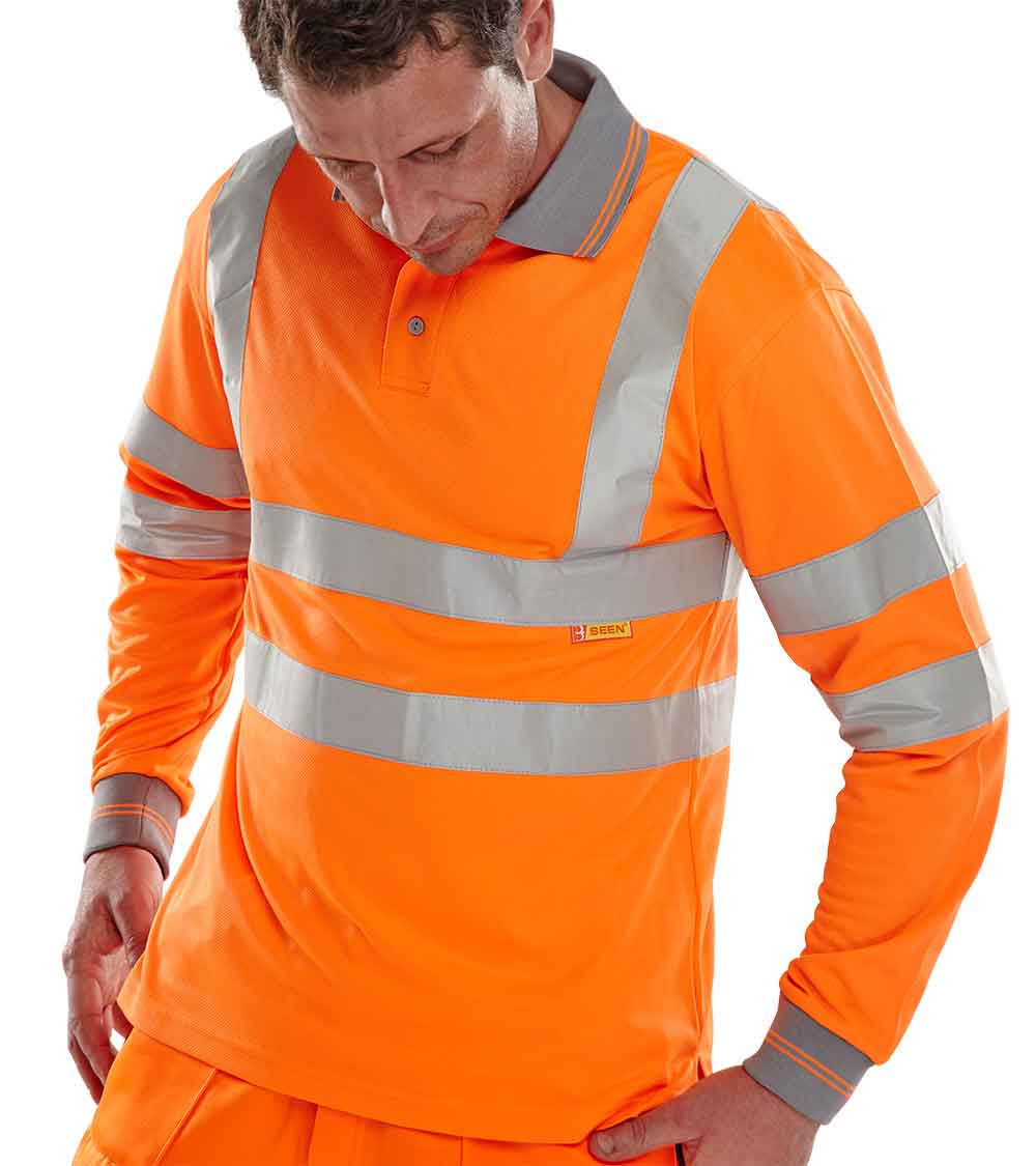 Beeswift BPKSENGLS Long Sleeve Hi-Viz Polo Shirt