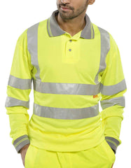Beeswift BPKSENGLS Long Sleeve Hi-Viz Polo Shirt