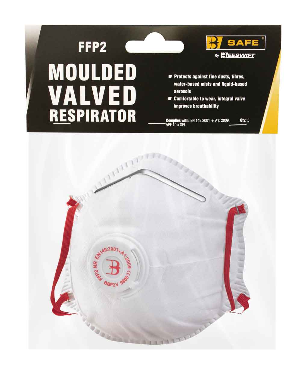 Beeswift BS031 Ffp2V Moulded Valved Respirator Pack 5