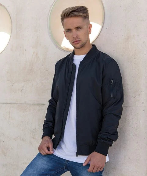 Build Your Brand BY045 Nylon bomber jacket