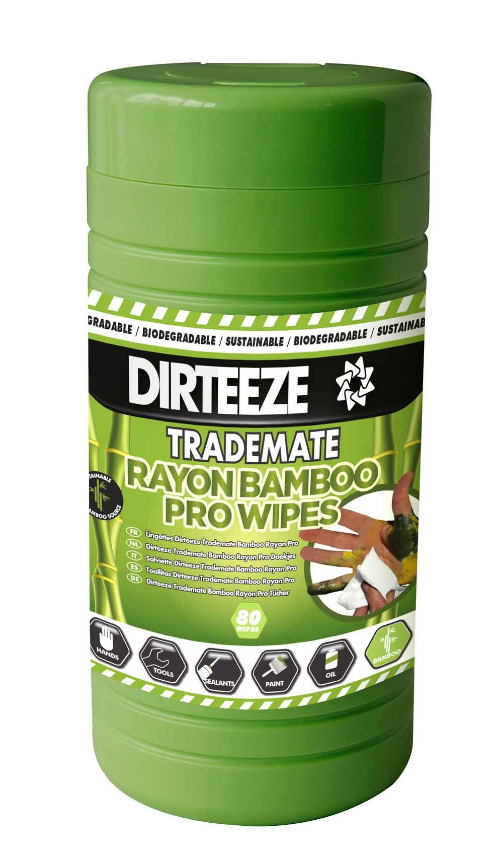 Dirteeze DGBCL80 Trademate Bamboo Rayon Wipes (Tub 80)