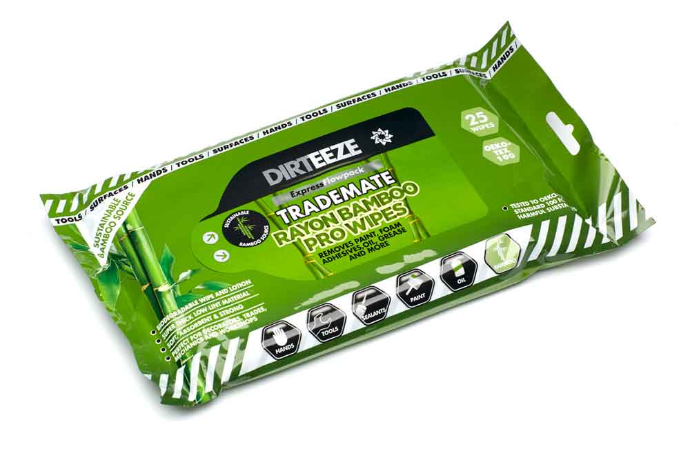 Dirteeze DGBF25UK Rayon Bamboo Wet Pro Wipes (Pack Of 25 Wipes)