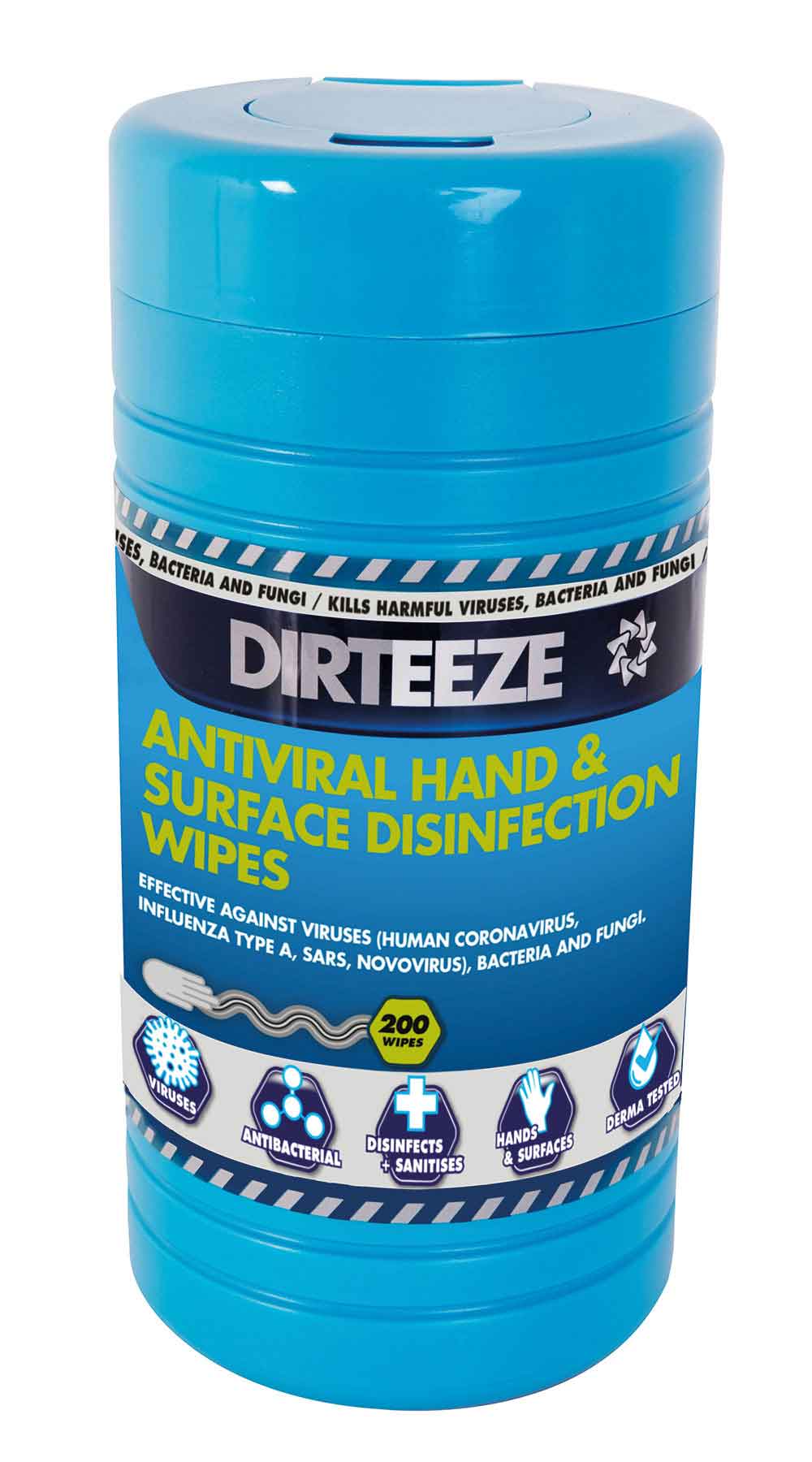 Dirteeze DHAVCL200 Hand And Surface Antiviral Disinfectant Wipes