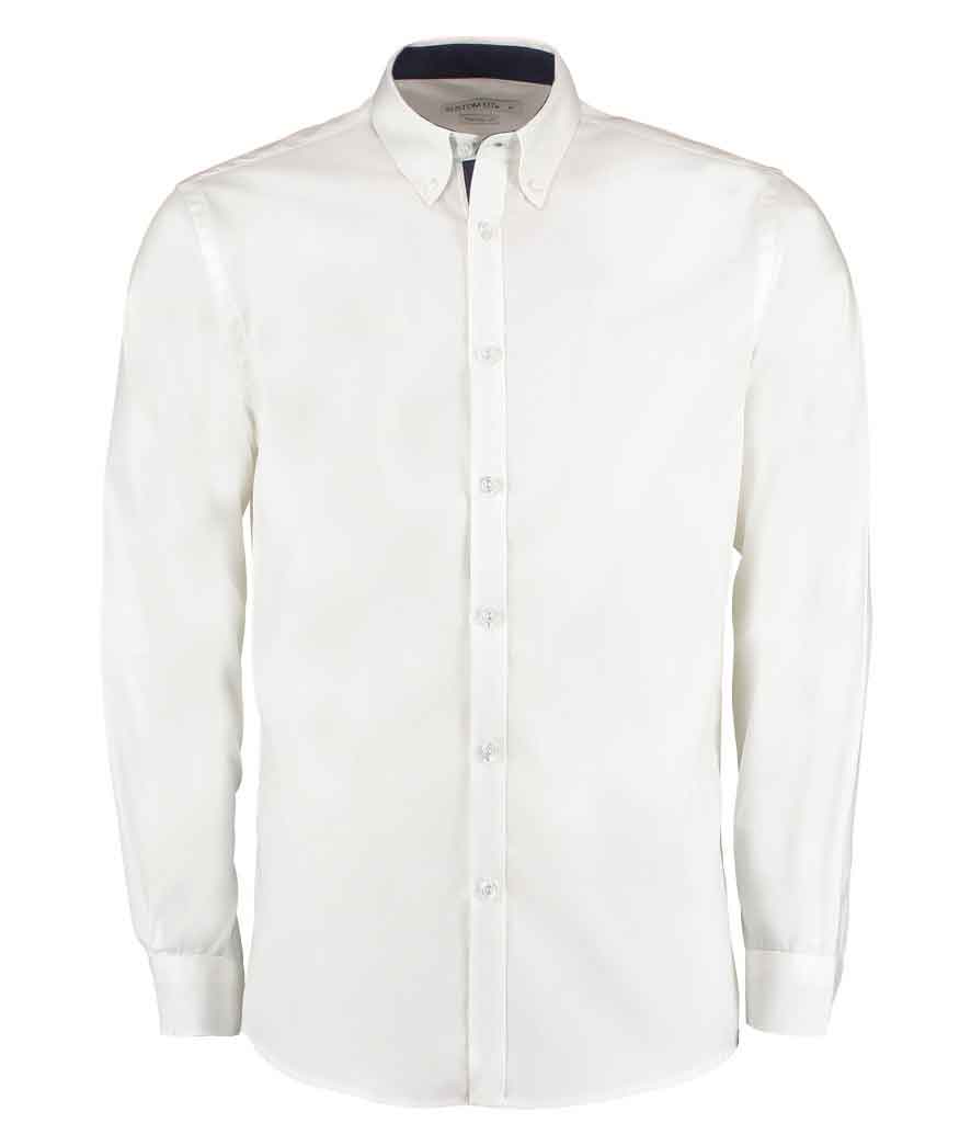 Kustom Kit K190 Long Sleeve Contrast Premium Oxford Button Collar Shirt