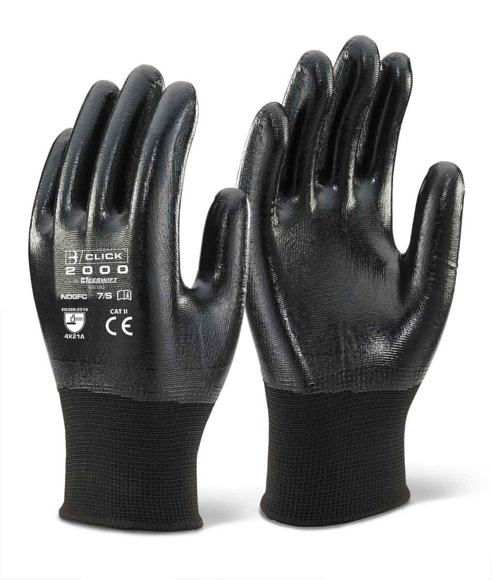 Beeswift NDGFCBL Nitrile Fully Coated Polyester Glove Black