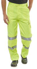 Beeswift PCTEN Hi-Viz Work Trousers Saturn Yellow