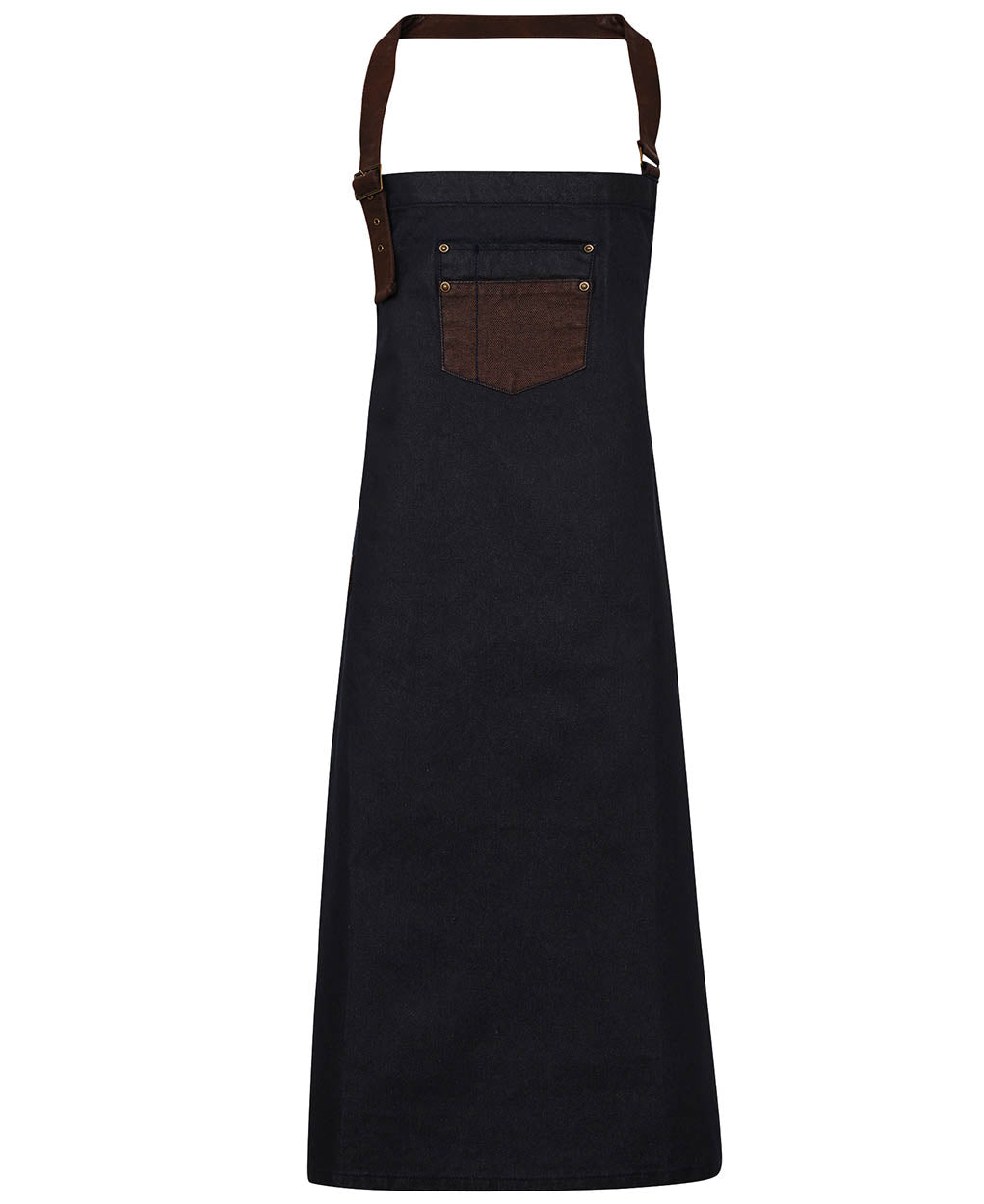 Premier PR136 Division waxed-look denim bib apron with faux leather