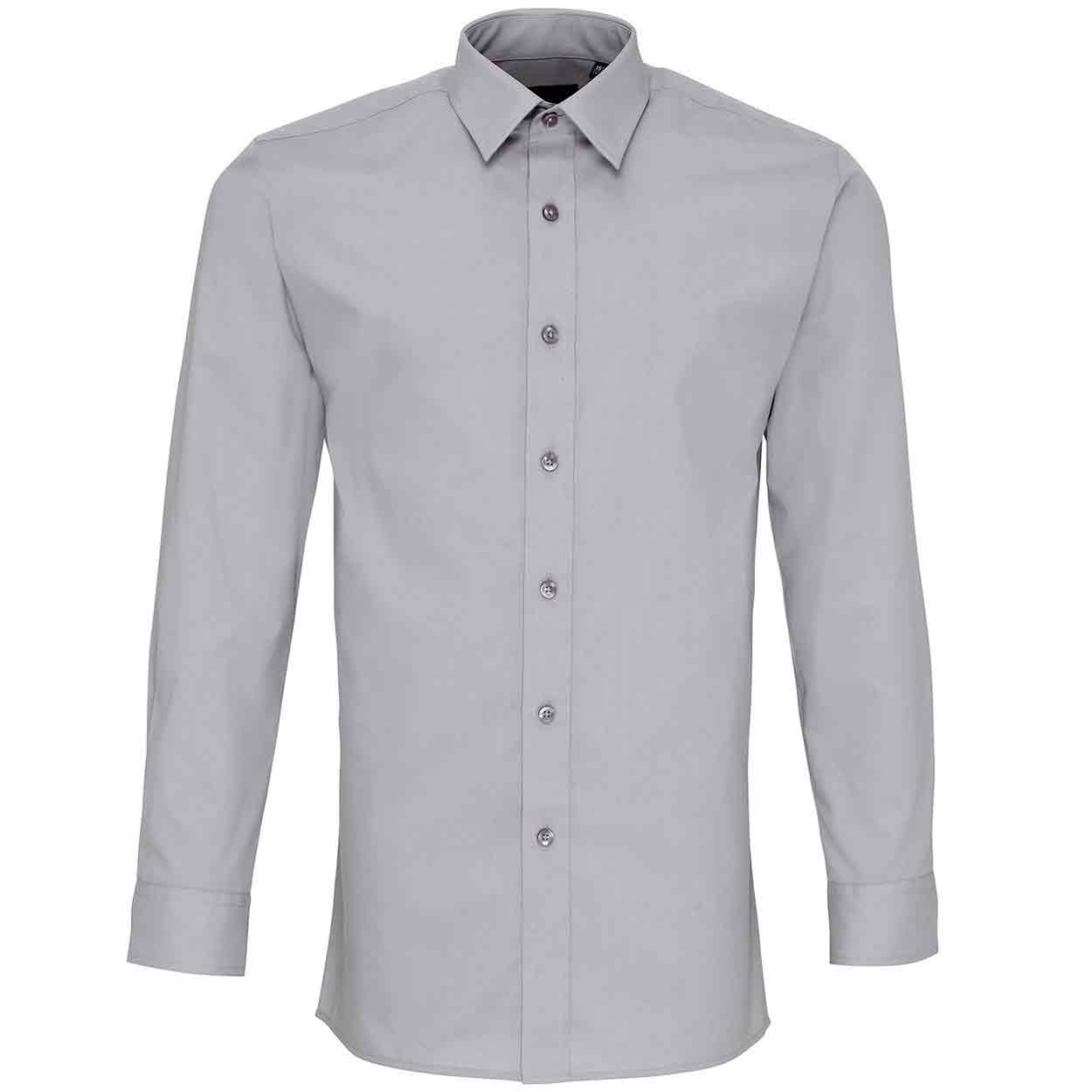 Premier PR204 'Colours' poplin fitted long sleeve shirt
