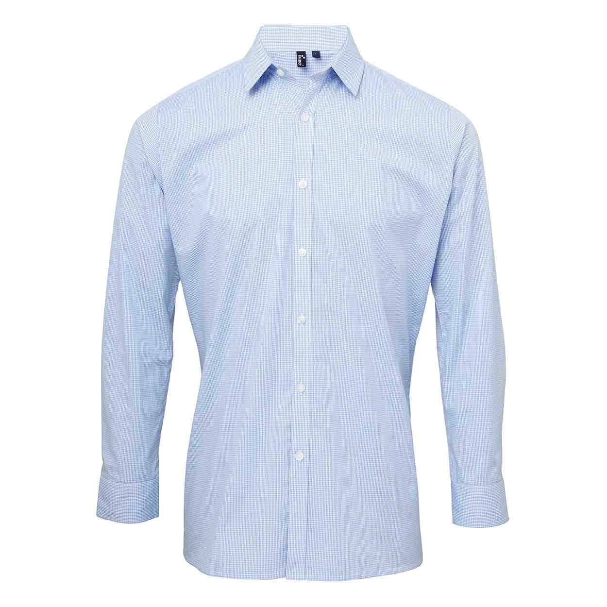 Premier PR220 Microcheck (Gingham) long sleeve cotton shirt