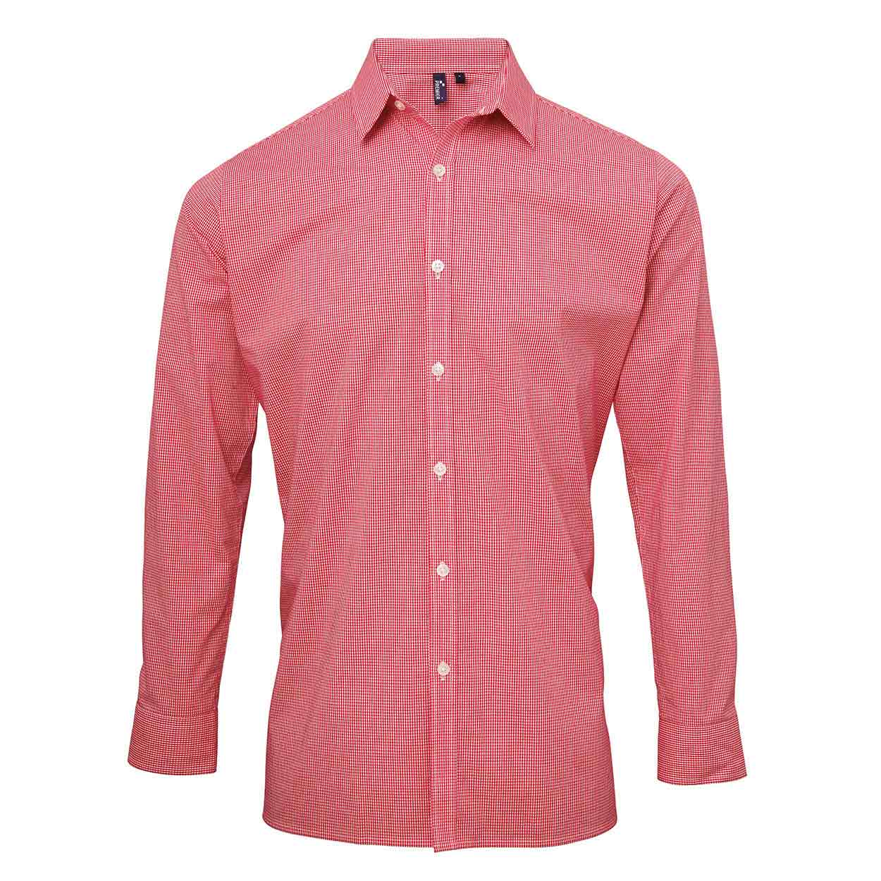 Premier PR220 Microcheck (Gingham) long sleeve cotton shirt