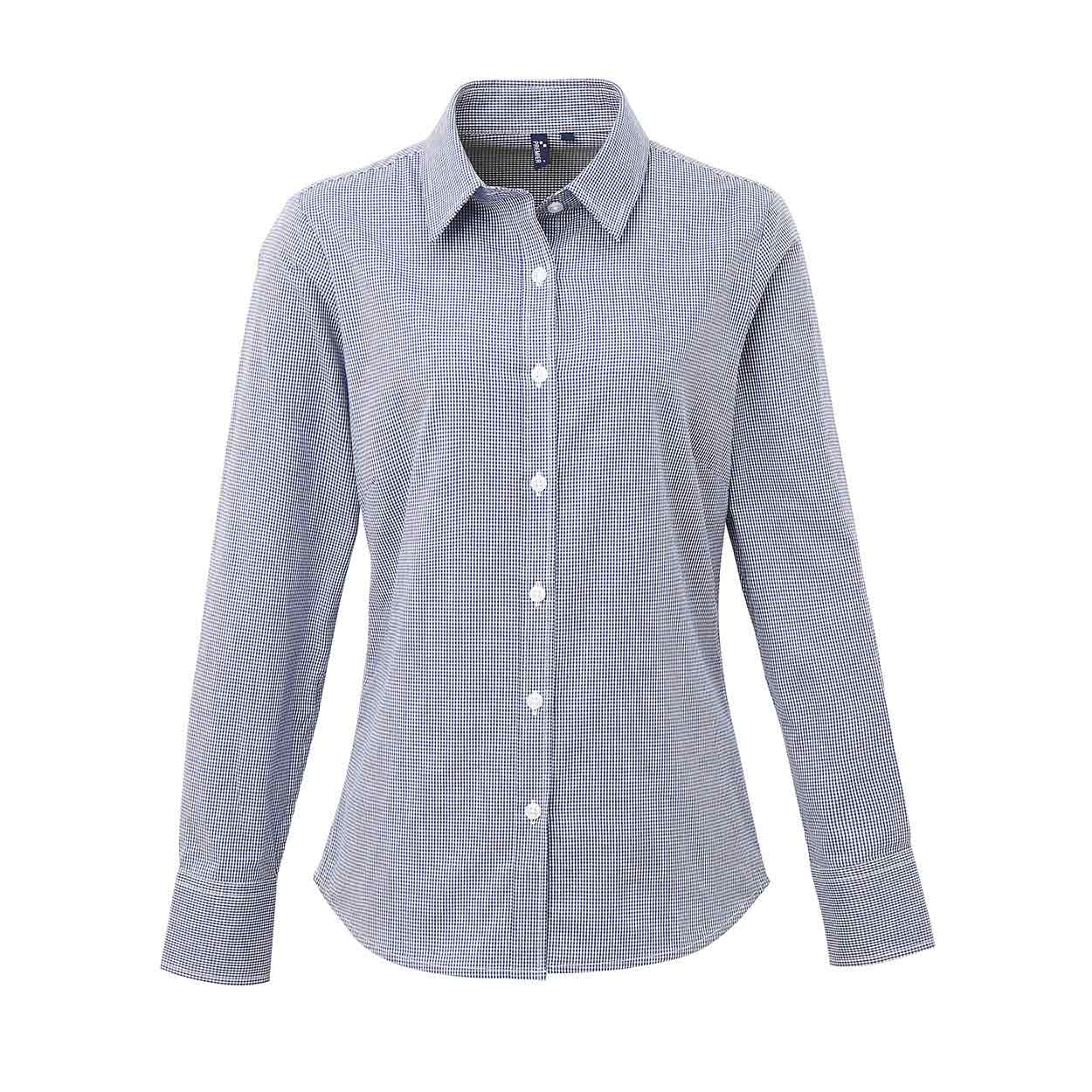 Premier PR320 Women's Microcheck (Gingham) long sleeve cotton shirt