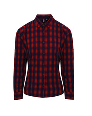 Premier PR350 Women's Mulligan check cotton long sleeve shirt