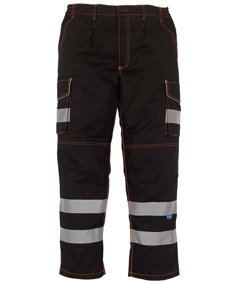 Yoko YK073 Hi Vis Polycotton Cargo Trousers With Knee Pad Pockets (HV018T/3M)