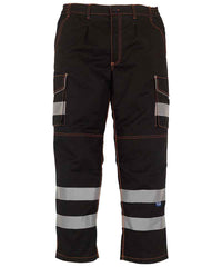 Yoko YK073 Hi Vis Polycotton Cargo Trousers With Knee Pad Pockets (HV018T/3M)