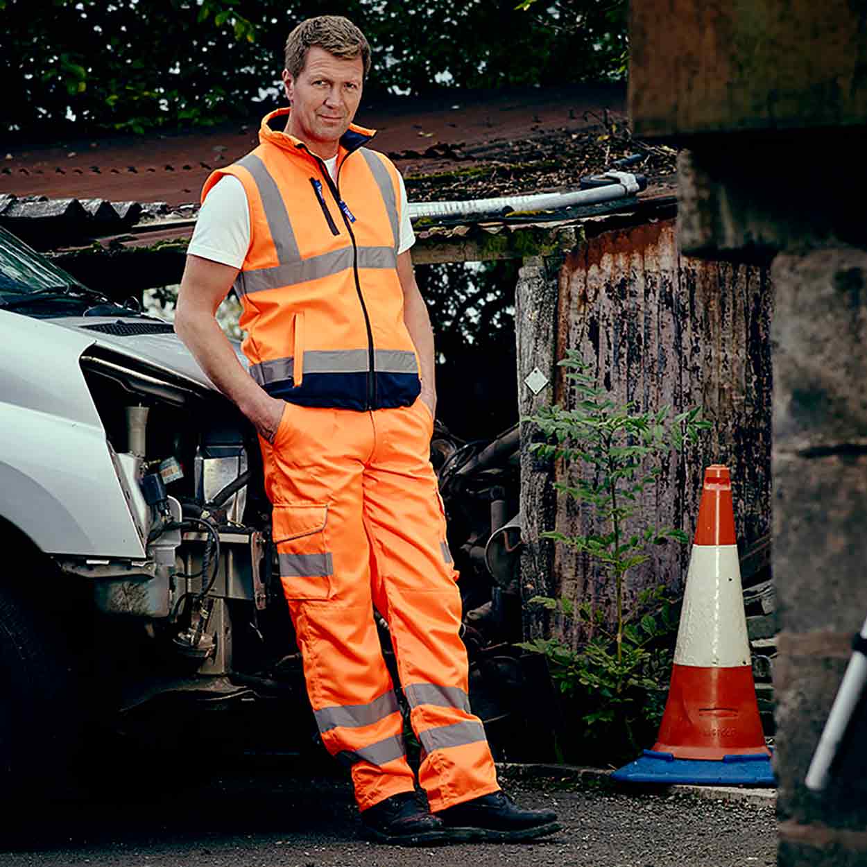 Yoko YK073 Hi Vis Polycotton Cargo Trousers With Knee Pad Pockets (HV018T/3M)