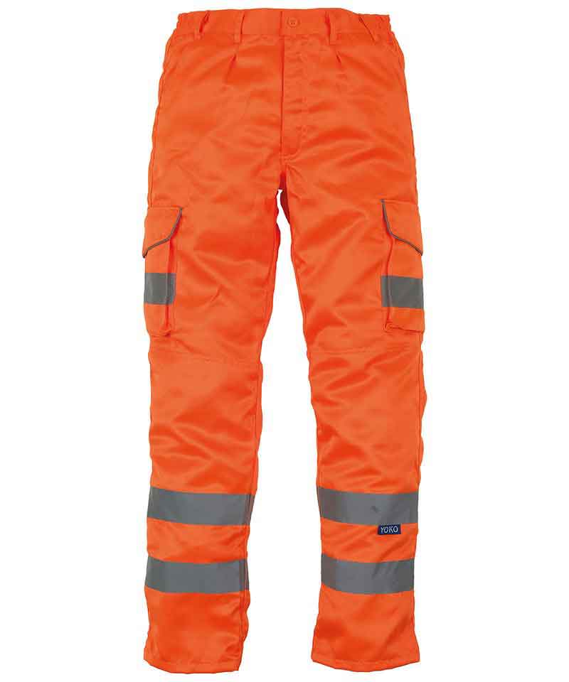 Yoko YK073 Hi Vis Polycotton Cargo Trousers With Knee Pad Pockets (HV018T/3M)