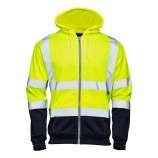 Supertouch 318XXY Hi Vis Yellow 2 Tone Hooded Zipped Sweatshirt