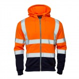 Supertouch 318XX Hi Vis Orange 2 Tone Hooded Zipped Sweatshirt