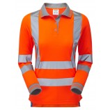 NEW PR703 PULSAR Ladies Rail Spec Long Sleeve Hi-viz Polo Shirt