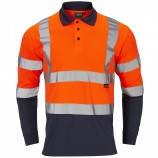 Supertouch H135Hi-Vis 2 Tone Orange Long Sleeve Polo Shirt